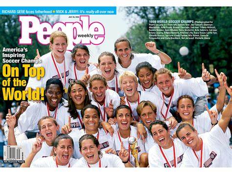 Magazine cover from 1999 U.S. womens soccer gold medal winning team over China.