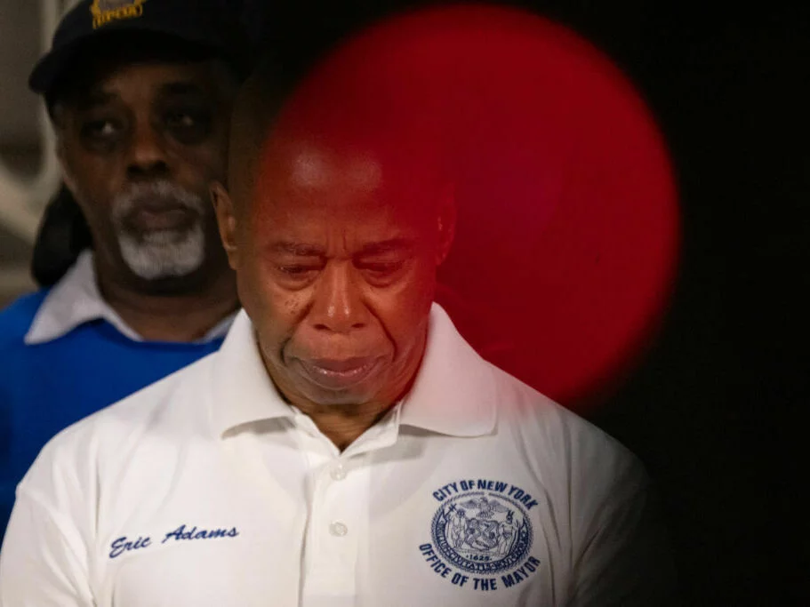 New York City Mayor Eric Adams speaks during a press conference after he was subpoenaed by the federal grand jury at  City Hall on August 16, 2024.