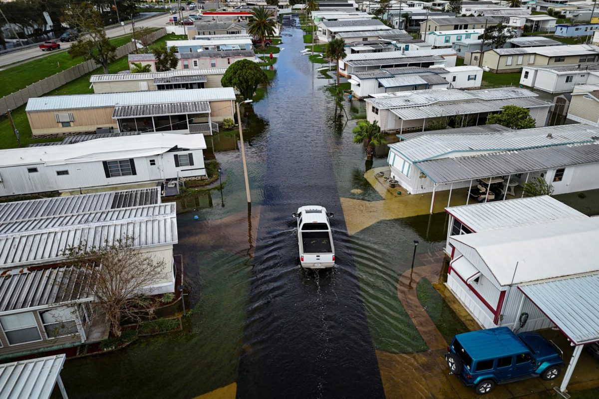 A flooded neighborhood after Hurricane Milton.