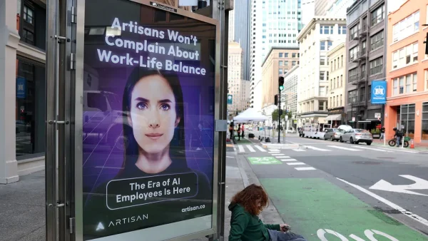An advertisement for Artisan was posted on 2nd Street in San Francisco, California.
